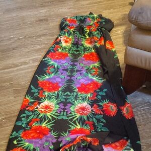 Arden B Floral Maxi Dress - Black, Red, Purple, Green